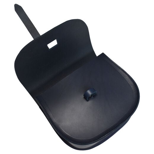 Dark blue leather saddle bag by Natthakur